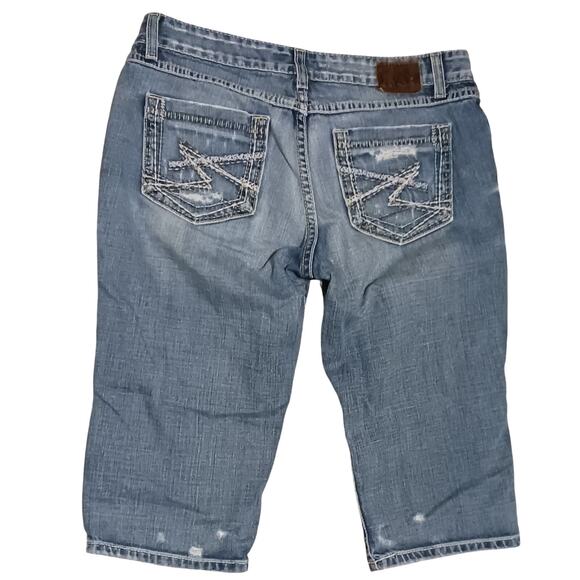 Bke Buckle Sabrina Womens Distressed Low-Rise Denim Capris Size 30 - Picture 2 of 9